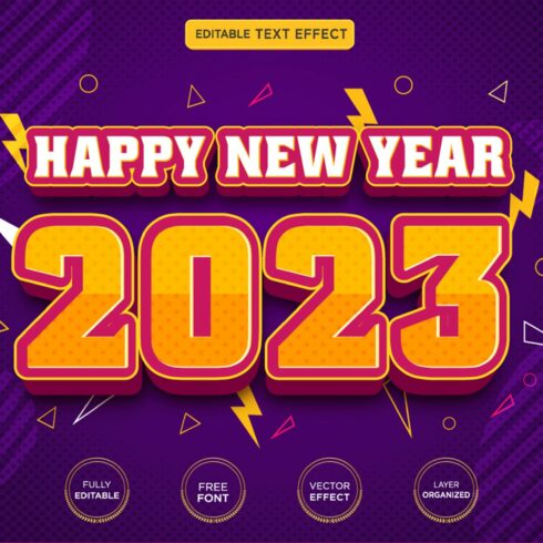 New Year 2023 3d Text Effectcover image.