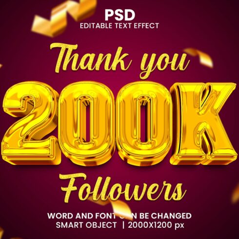 200K luxury 3d Psd Text Effectcover image.