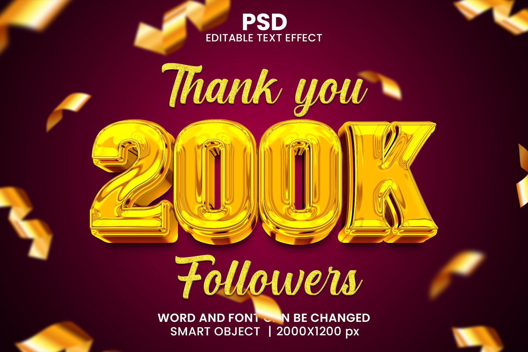 200K luxury 3d Psd Text Effectcover image.