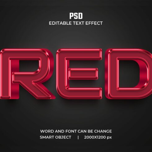 Red 3d Editable Psd Text Effectcover image.