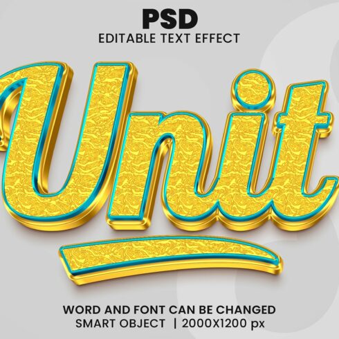 Unit gold 3d Editable Text Effectcover image.