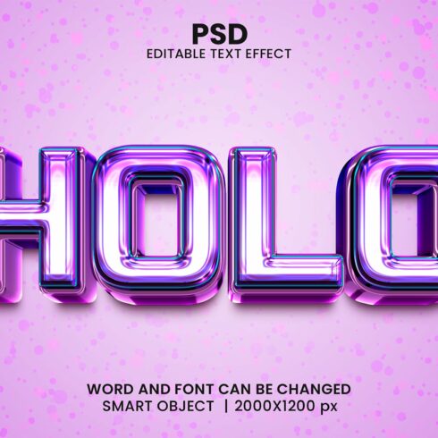 Holo 3d Editable Text Effect Stylecover image.