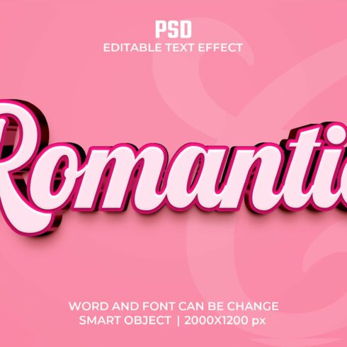 Romantic 3d Editable Text Effectcover image.