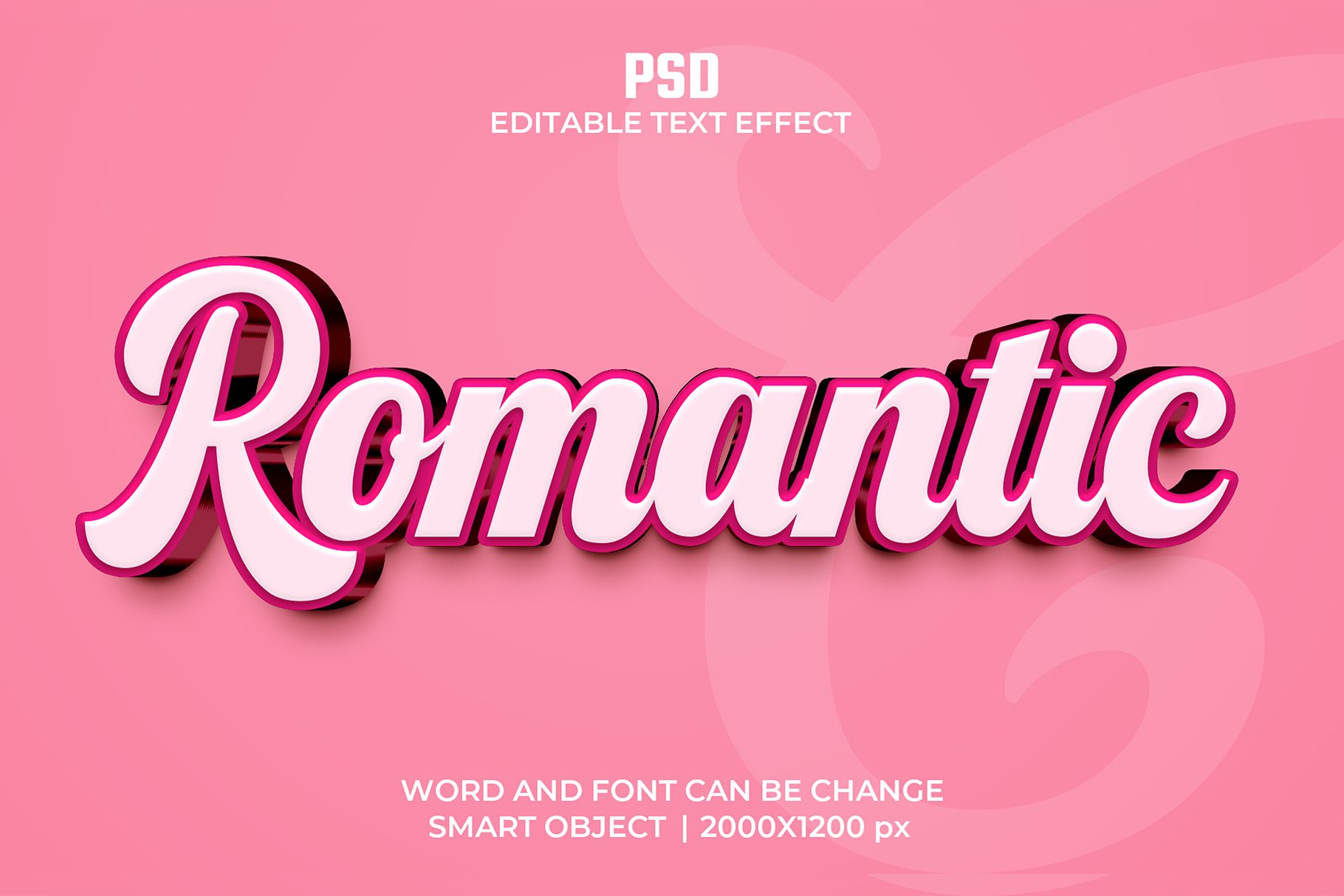 Romantic 3d Editable Text Effectcover image.