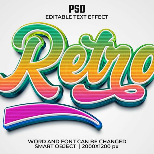 Retro 3d Editable Text Effect Stylecover image.