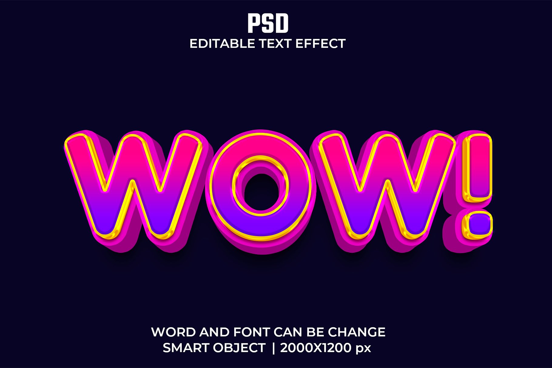 Wow Comic 3d Psd Text Effectcover image.