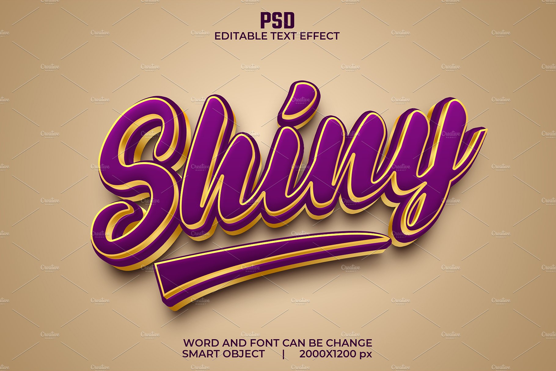 Shiny luxury 3d Psd Text Effectcover image.