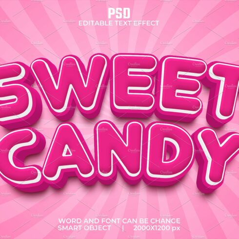 Sweet Candy 3d Psd Text Effectcover image.