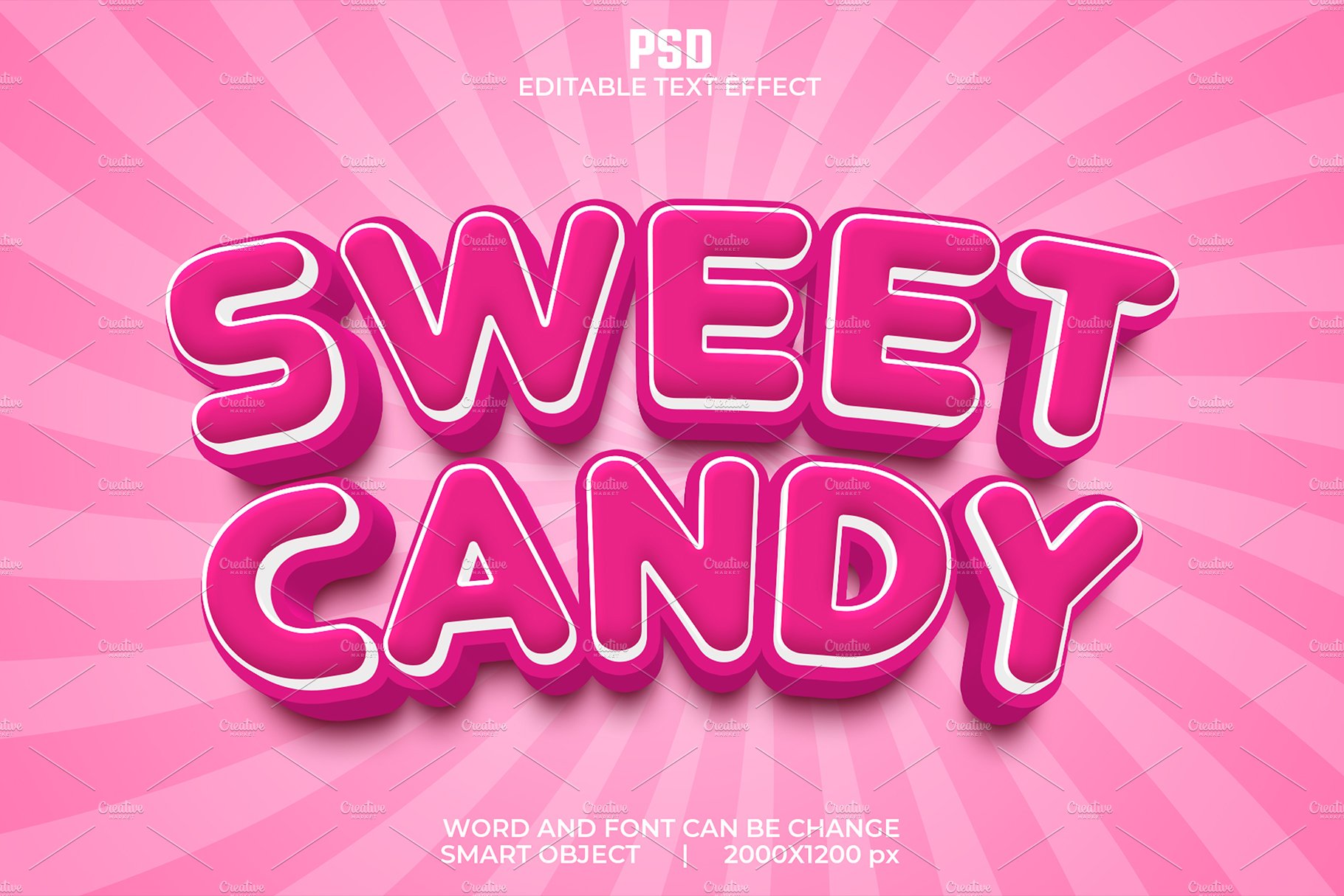 Sweet Candy 3d Psd Text Effectcover image.