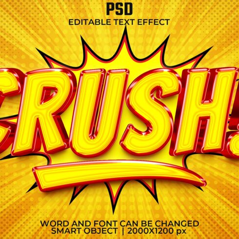 Crush Comic 3d Editable Text Effectcover image.