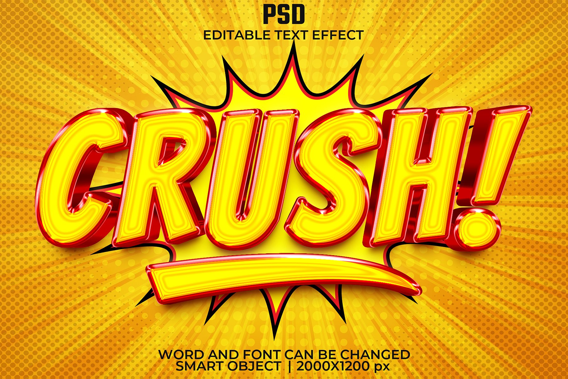 Crush Comic 3d Editable Text Effectcover image.