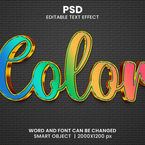 Color 3d Editable Psd Text Effectcover image.