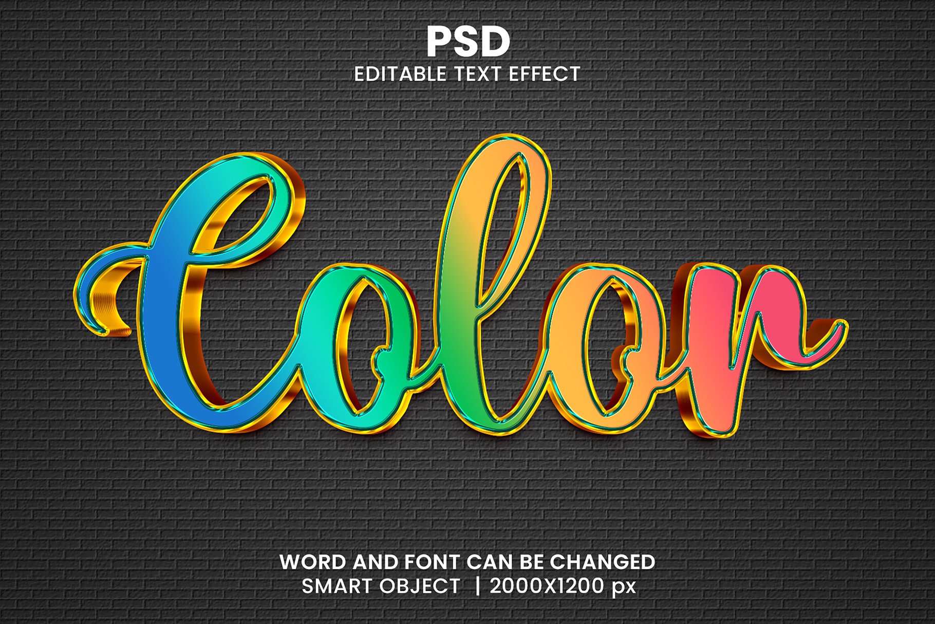 Color 3d Editable Psd Text Effectcover image.