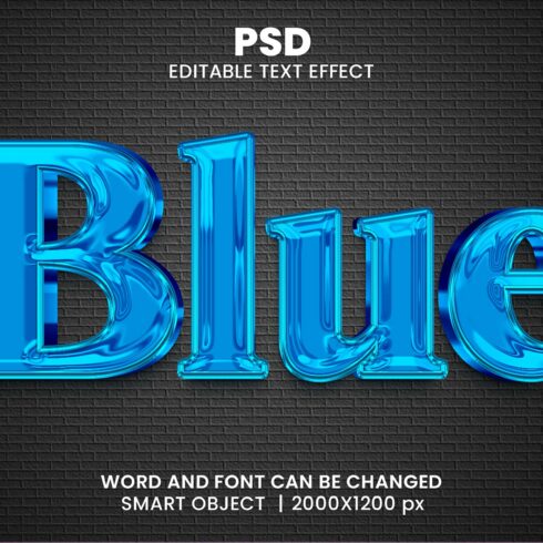 Blue chrome 3d Text Effect Stylecover image.