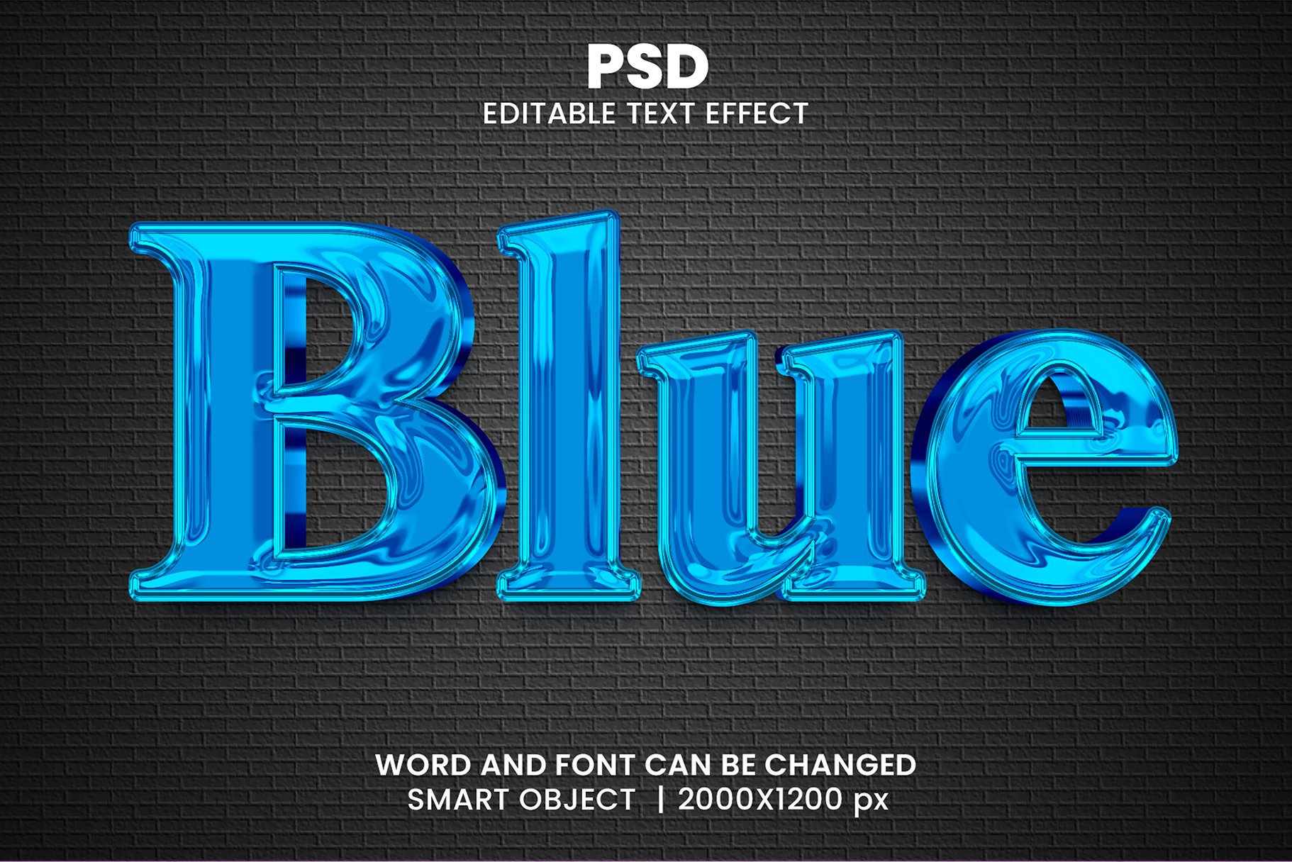Blue chrome 3d Text Effect Stylecover image.