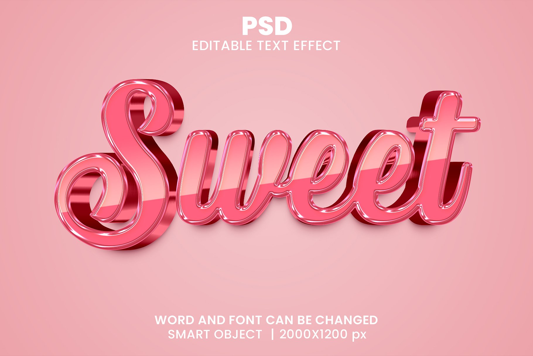 Sweet 3d Editable Psd Text Effectcover image.