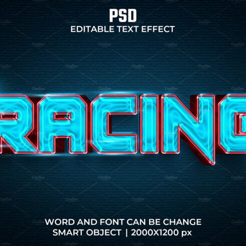 Racing 3d Editable Psd Text Effectcover image.