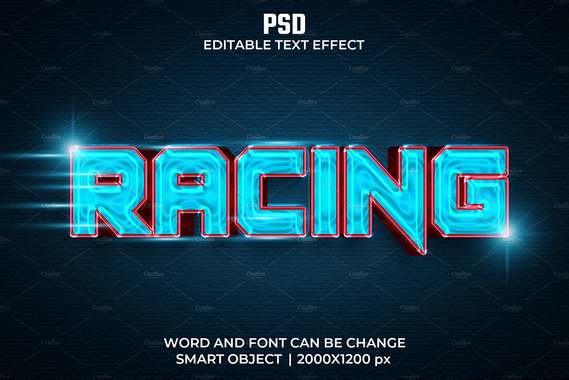 Racing 3d Editable Psd Text Effectcover image.