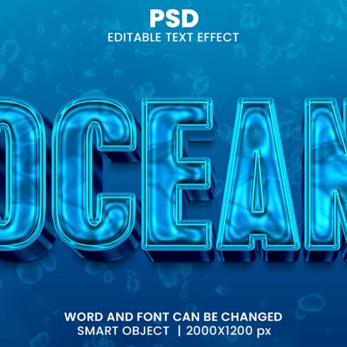 Ocean 3d Editable Psd Text Effectcover image.
