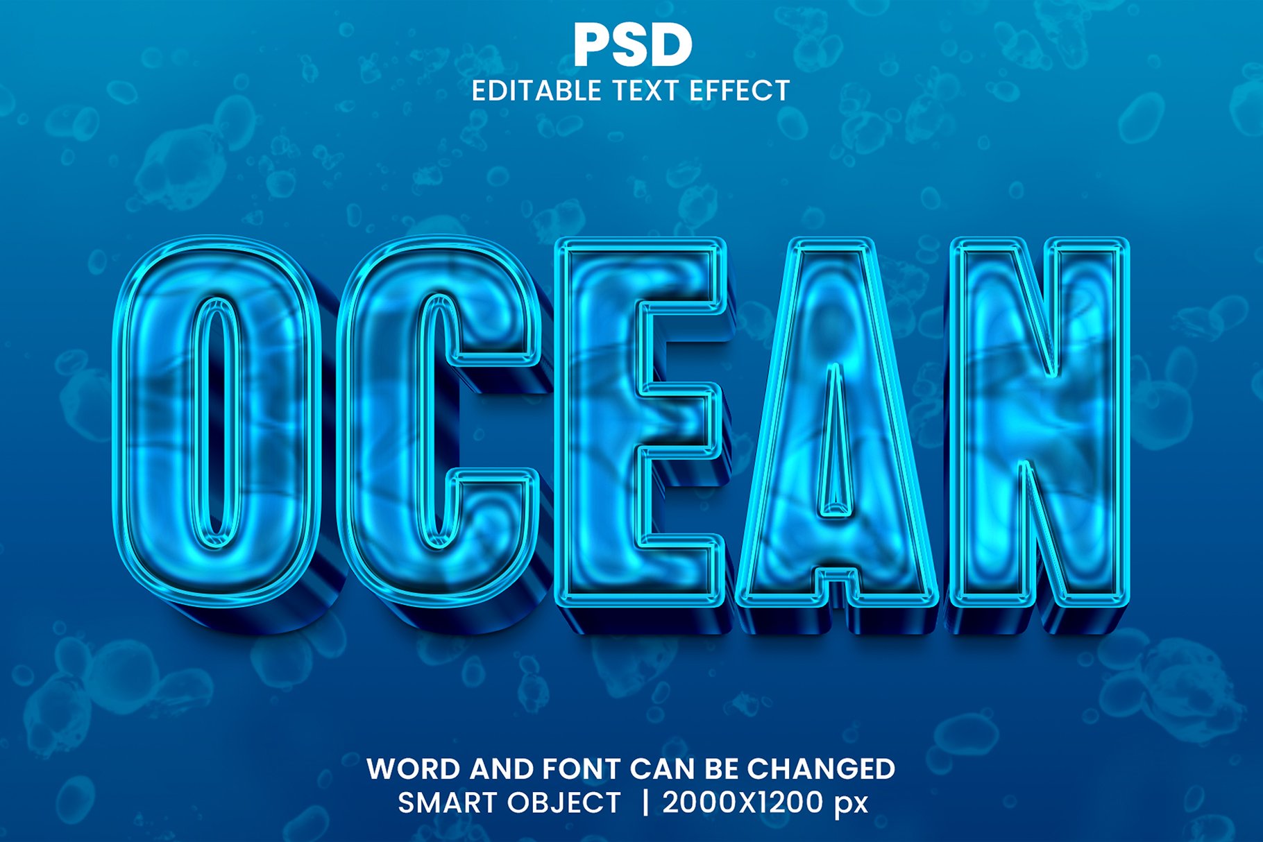 Ocean 3d Editable Psd Text Effectcover image.