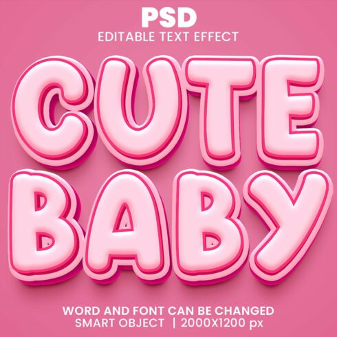 Cute baby 3d Editable Text Effectcover image.