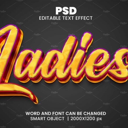 Ladies 3d Editable Psd Text Effectcover image.