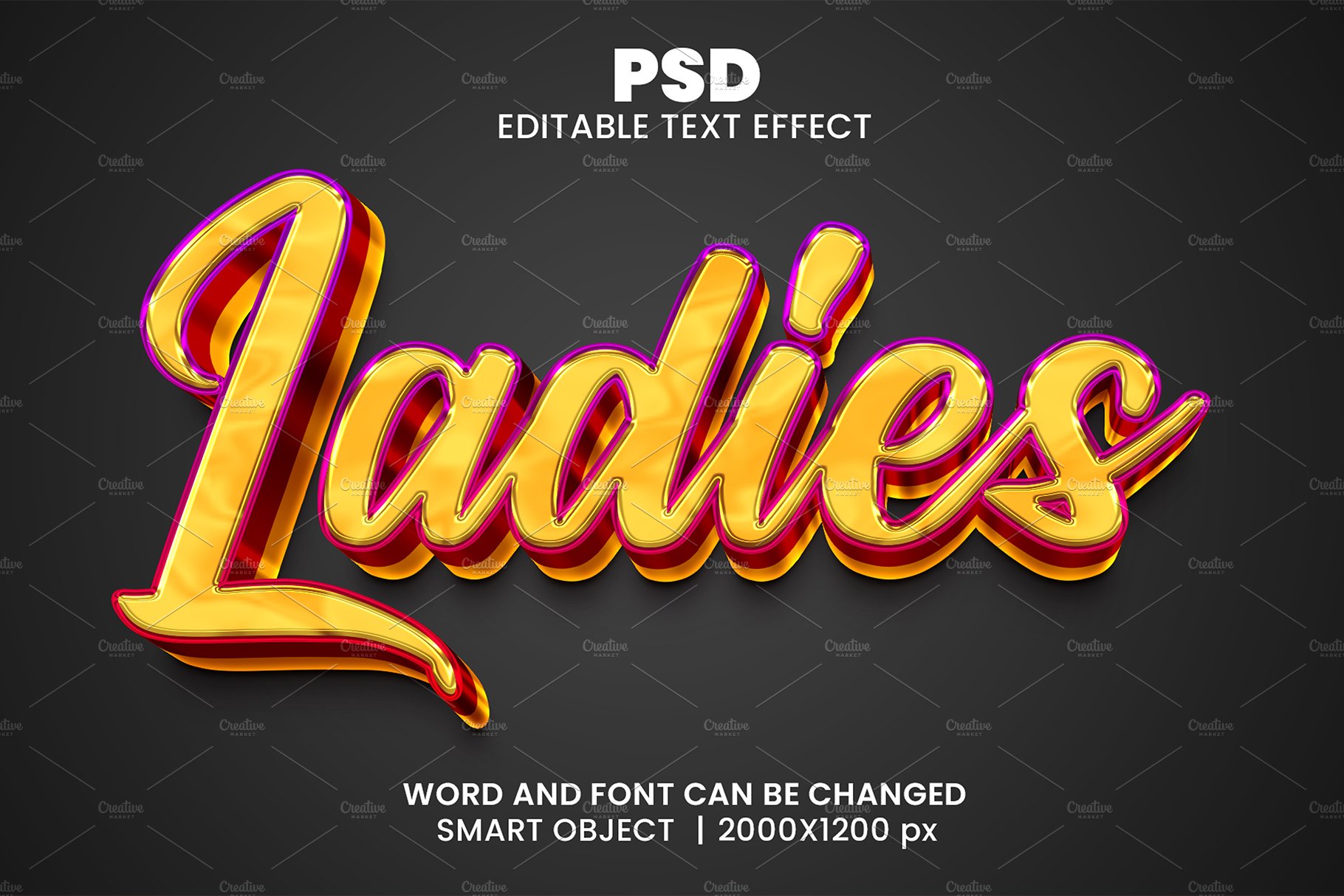 Ladies 3d Editable Psd Text Effectcover image.