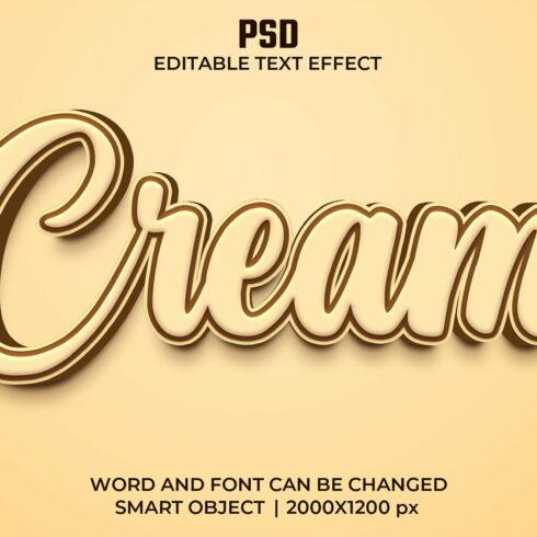 Cream 3d Editable Text Effect Stylecover image.
