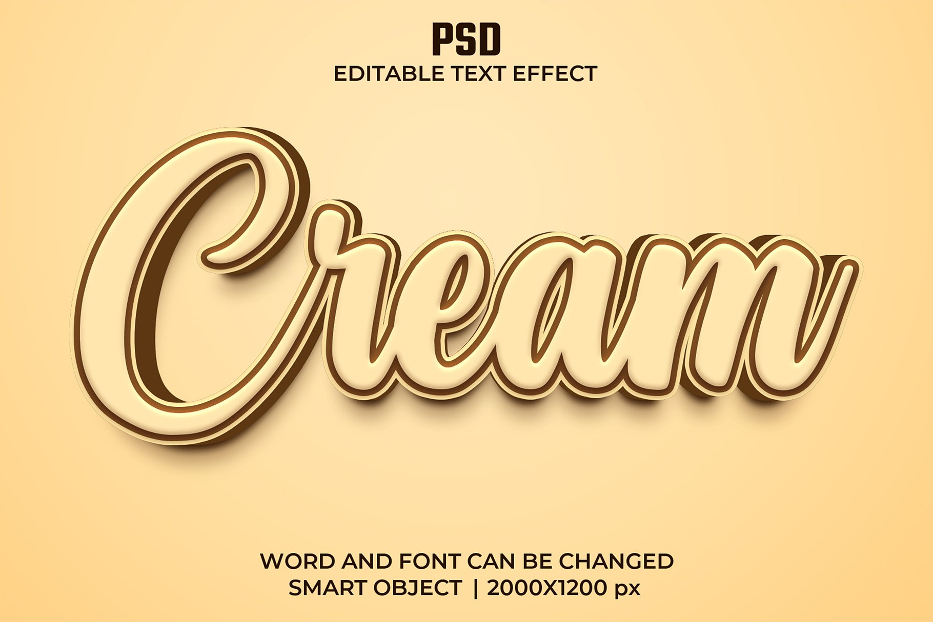 Cream 3d Editable Text Effect Stylecover image.