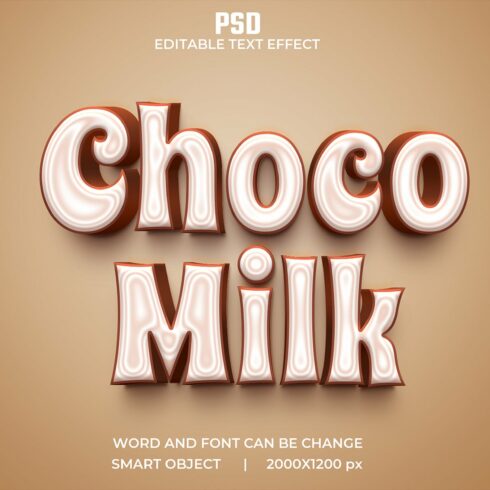 Choco milk 3d Psd Text Effectcover image.