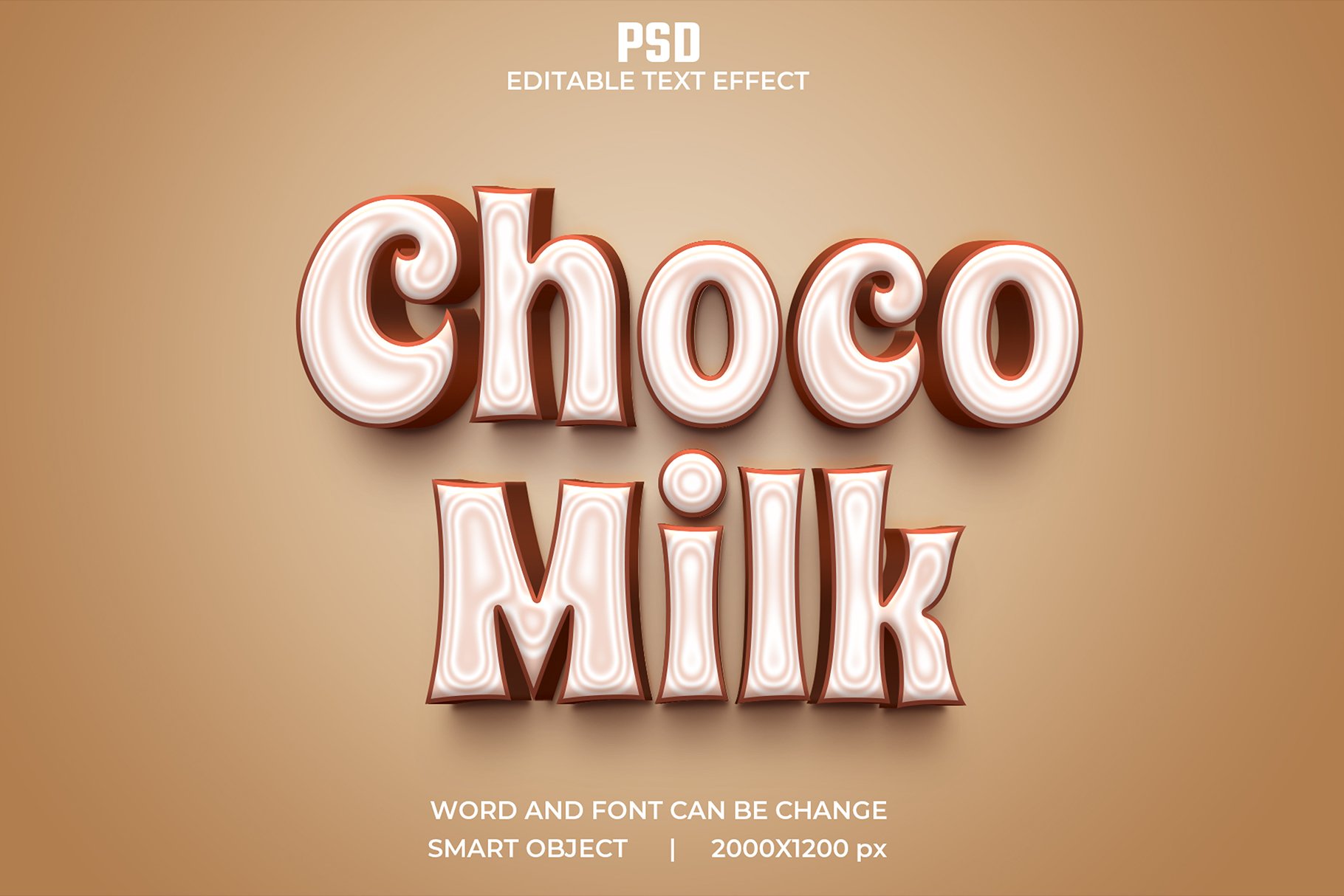 Choco milk 3d Psd Text Effectcover image.