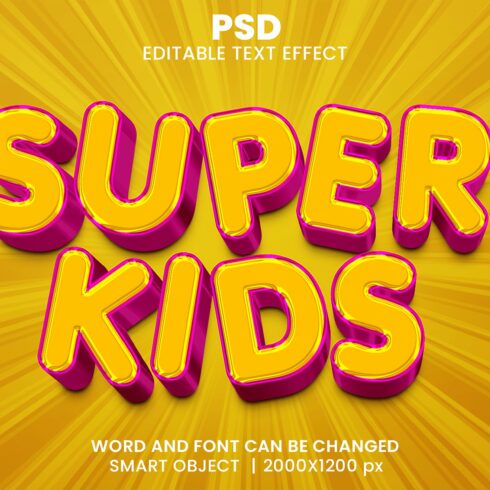 Super kids 3d Editable Text Effectcover image.