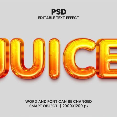 Juice 3D Text Effect for photoshopcover image.