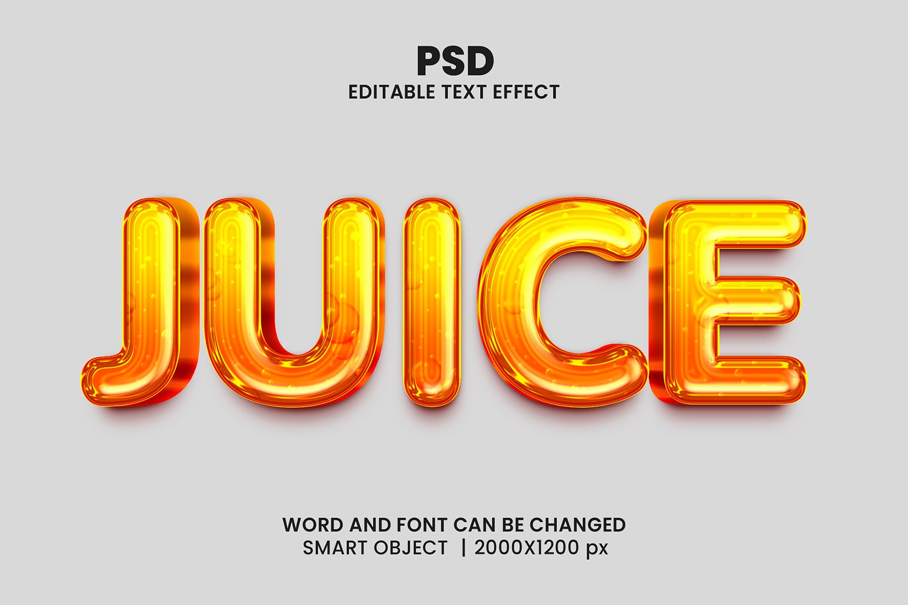 Juice 3D Text Effect for photoshopcover image.