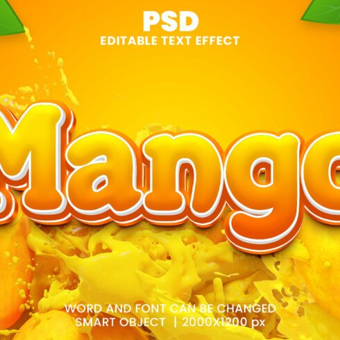 Mango juice 3d text effectcover image.