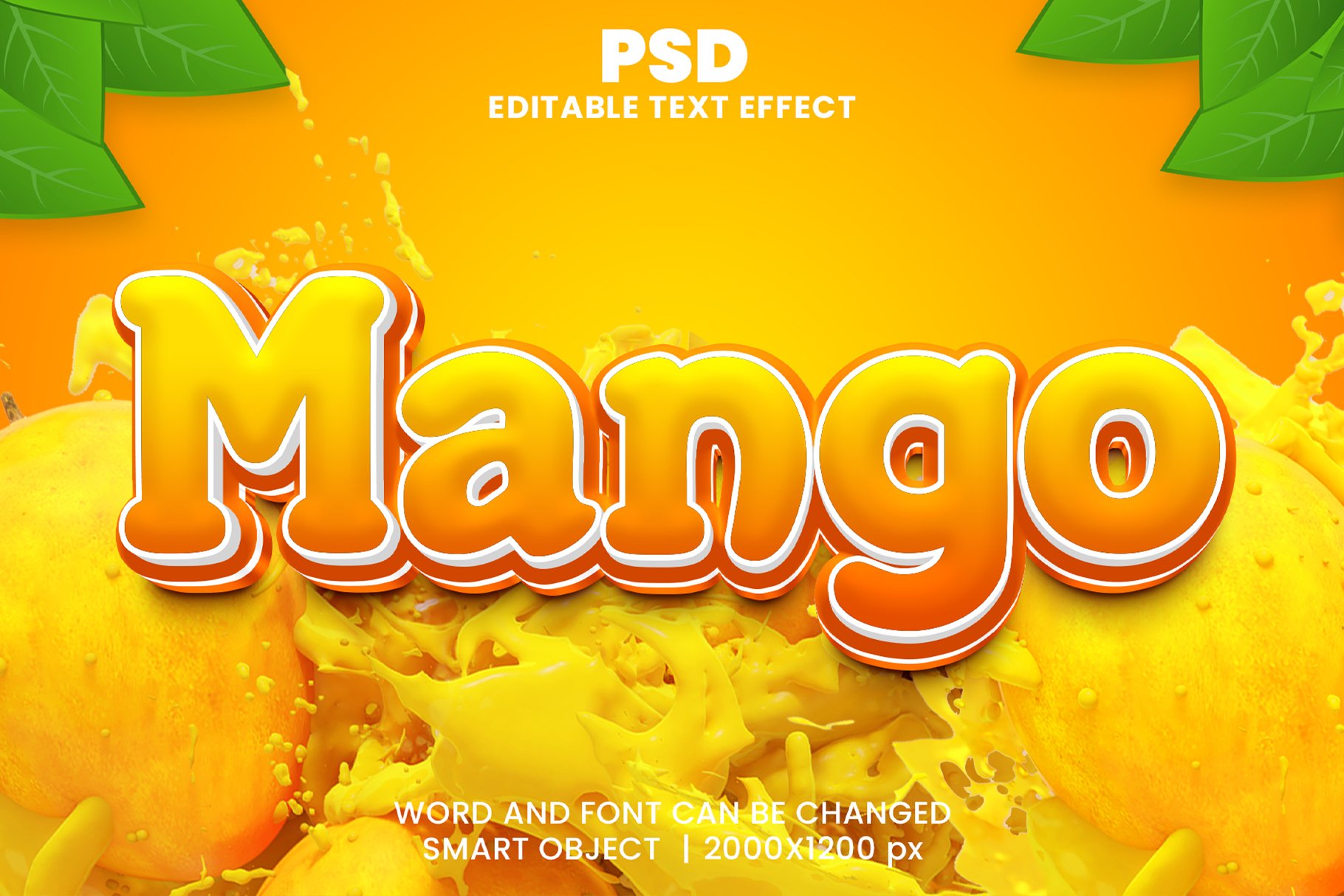 Mango juice 3d text effectcover image.