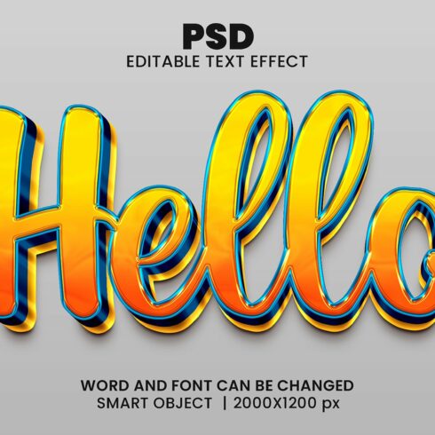 Hello 3d Editable Psd Text Effectcover image.