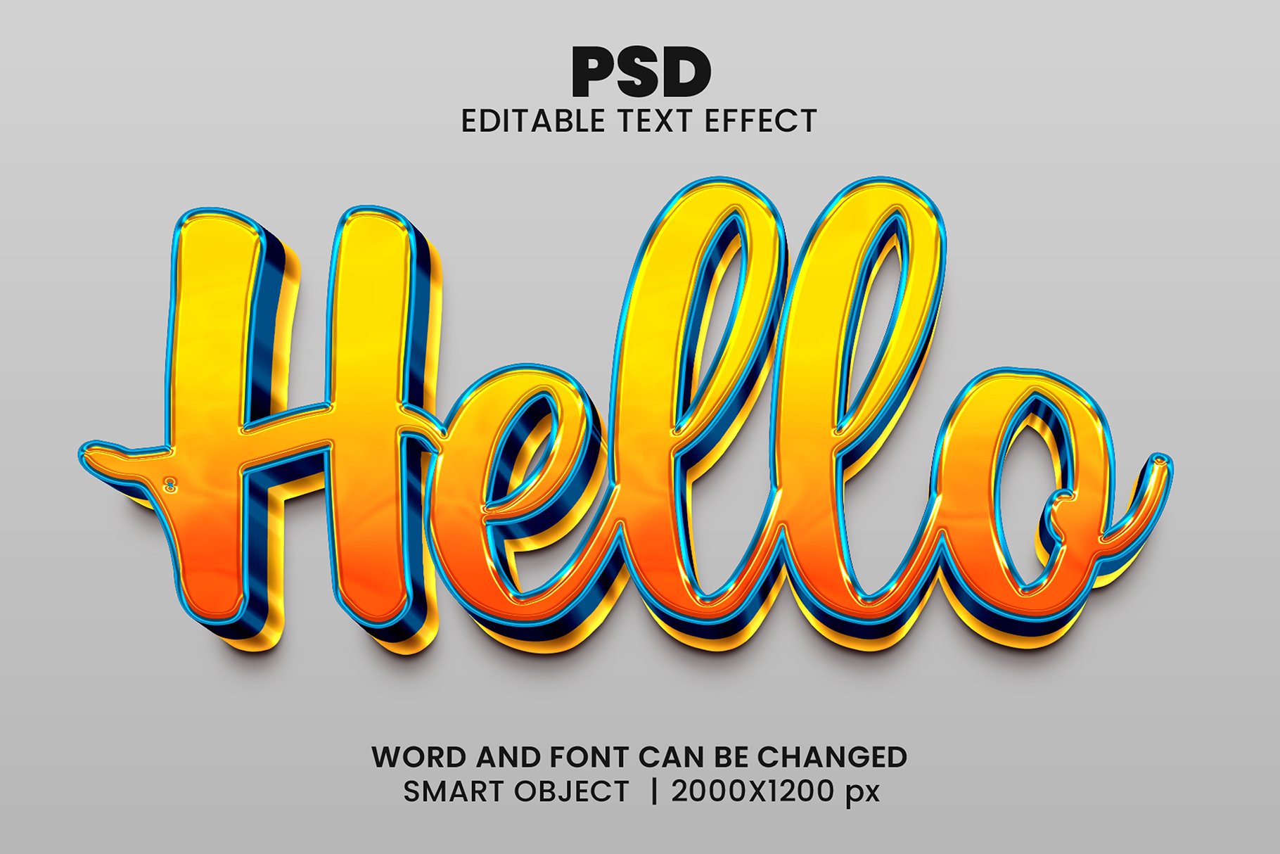 Hello 3d Editable Psd Text Effectcover image.