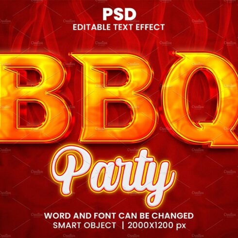 BBQ party Editable Psd Text Effectcover image.