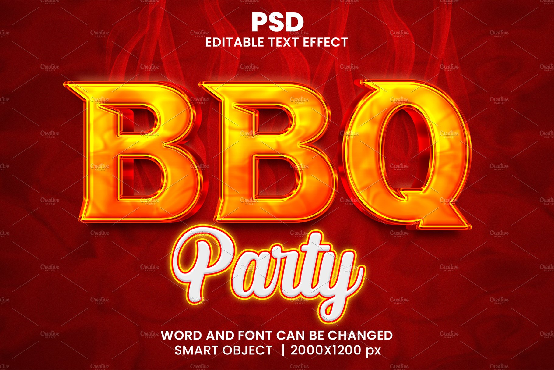 BBQ party Editable Psd Text Effectcover image.