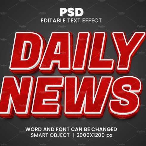 Daily news Editable Psd Text Effectcover image.