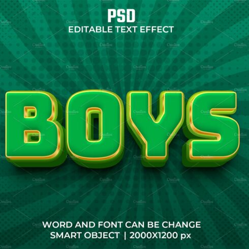 Boys 3d Editable Psd Text Effectcover image.