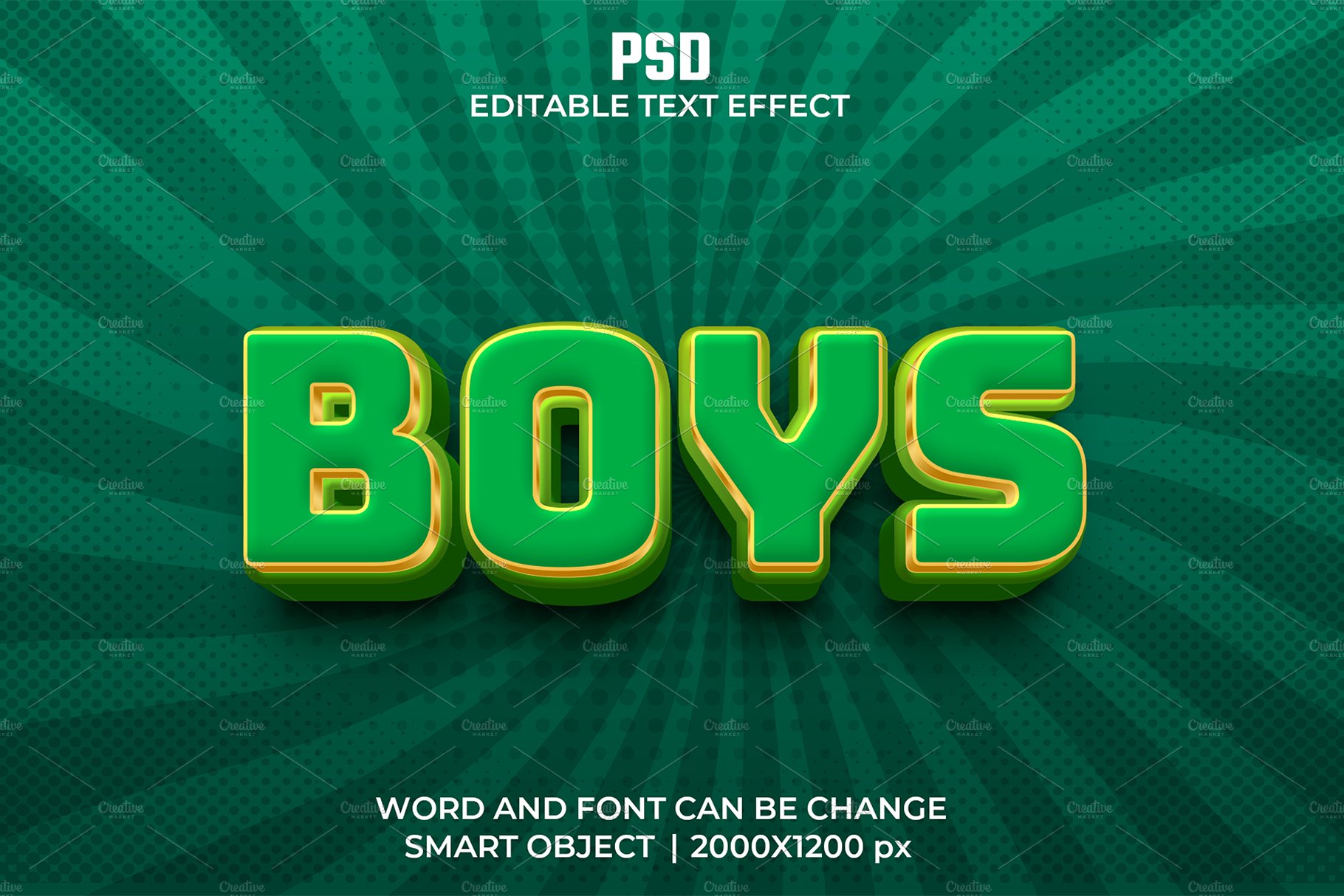 Boys 3d Editable Psd Text Effectcover image.