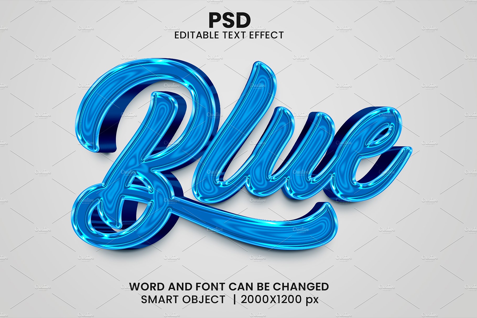 Blue 3d Editable Psd Text Effectcover image.