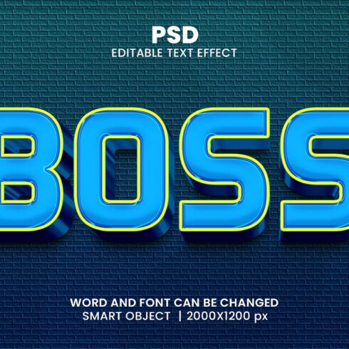 Boss 3d Editable Psd Text Effectcover image.