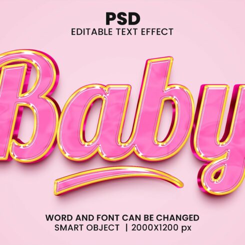 Baby 3d Editable Psd Text Effectcover image.