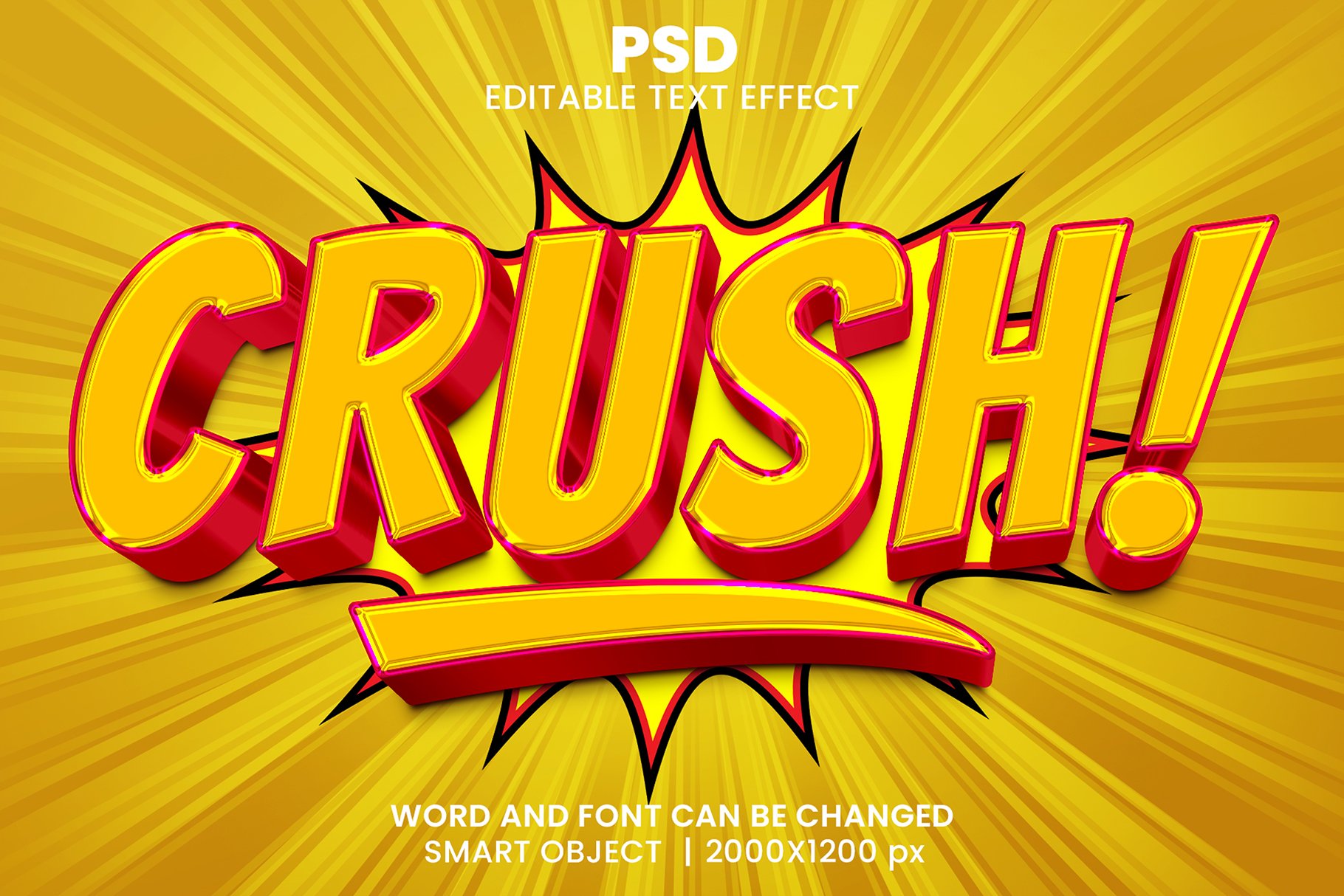 Crush 3d editable text effectcover image.