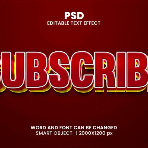 Subscribe 3d Editable Text Effectcover image.