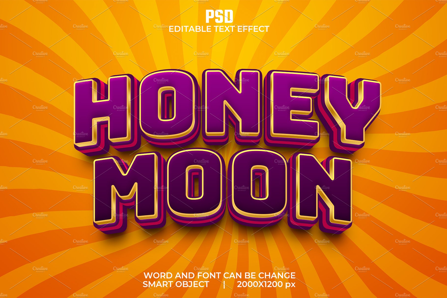 Honey moon 3d Psd Text Effectcover image.