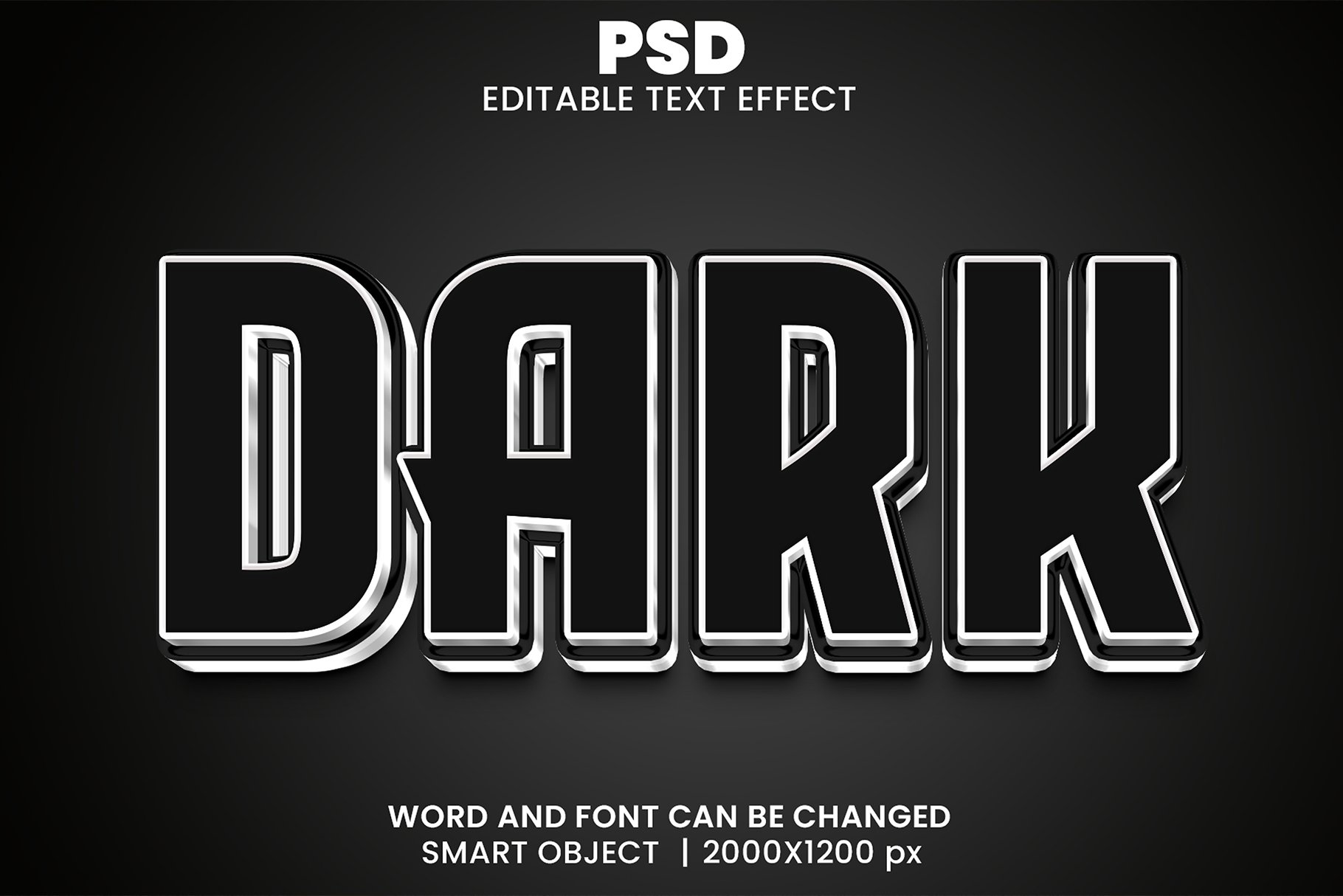 Dark 3d Editable Text Effect Stylecover image.